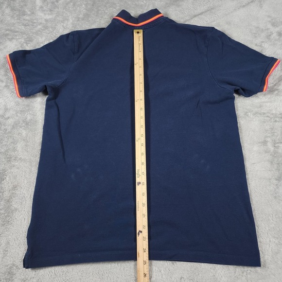 Scotch & Soda Polo Shirt Mens Large Navy Tipped Collar Cuffs Stretch Logo Patch - Picture 11 of 13
